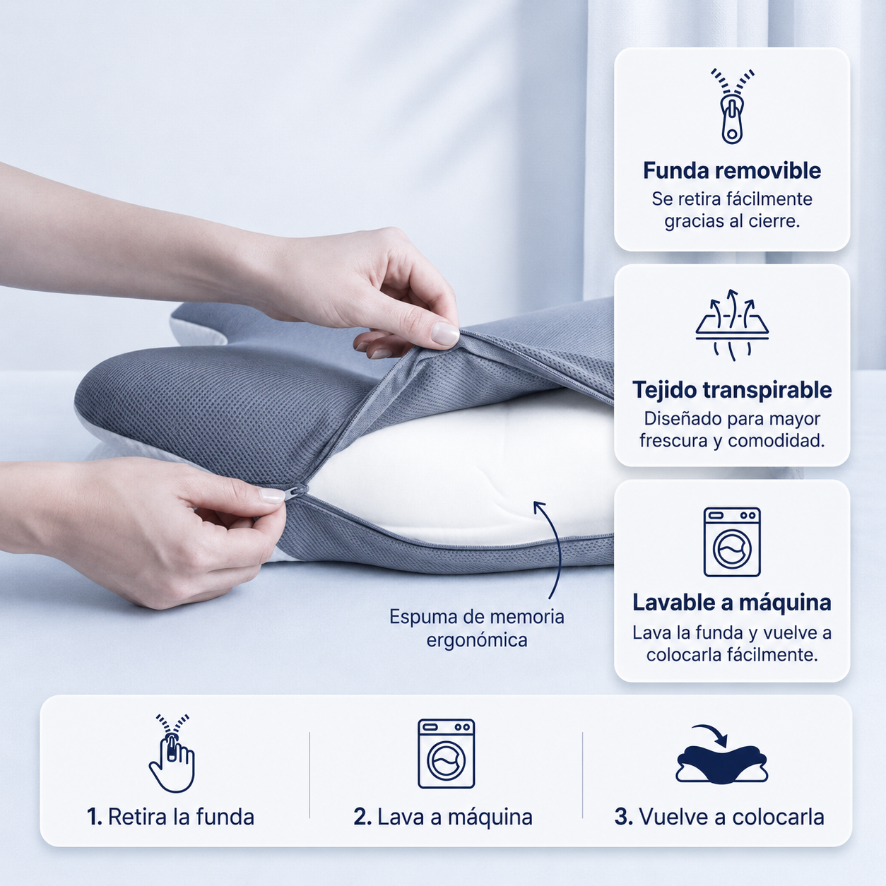 ✨ NexaCerv™ – Almohada Ergonómica Cervical | Soporte cervical, alivio y descanso profundo cada noche. 🛏️