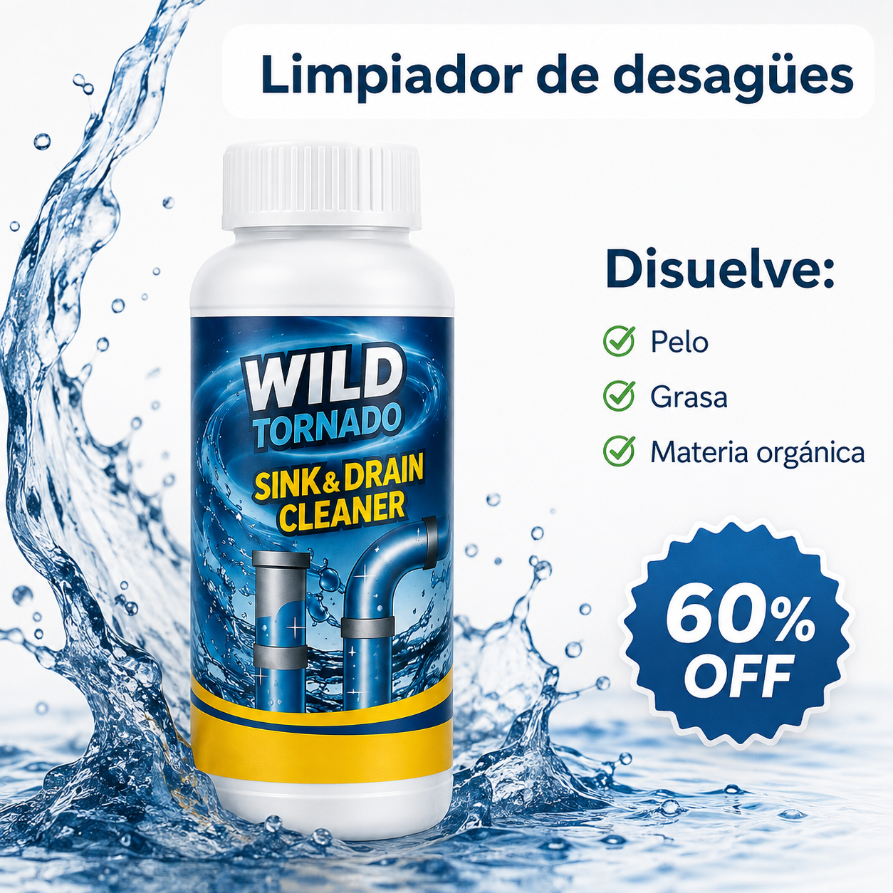 🚿 FlujoLimpio Ultra – Limpiador de Tuberías + Fórmula Activa | La solución definitiva contra los malos olores ✨