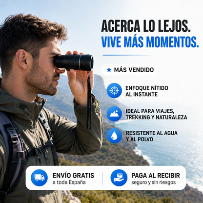 🔭 Vistora™ – Telescopio Monocular con Soporte para Móvil | Acerca lo que está lejos y no te pierdas ningún detalle.