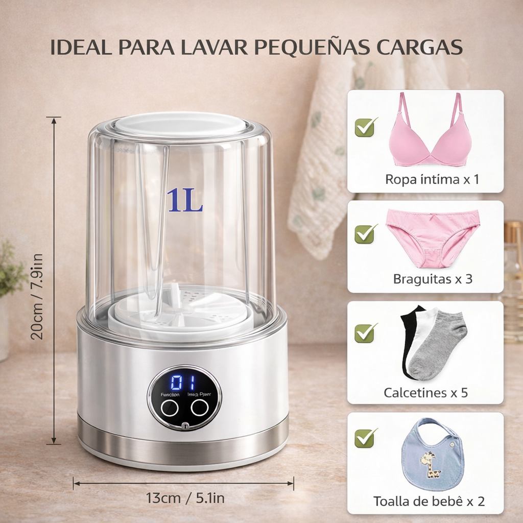 🫧 MINI LAVADORA PORTÁTIL RECARGABLE + CAJA + CARGADOR + MANUAL ¡PROMOCIÓN EXCLUSIVA SOLO POR HOY!🔥