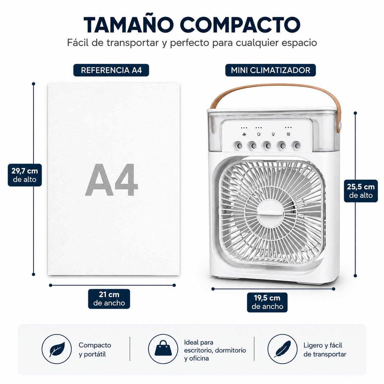 Ventilador humidificador de nebulización blanco
