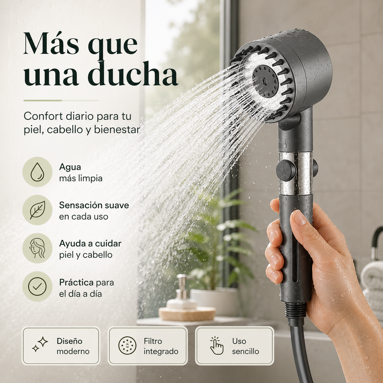🚿AquaLuxe™ - Ducha filtrada premium - Más presión y agua más limpia desde hoy✨