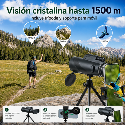 🔭 Vistora™ – Telescopio Monocular con Soporte para Móvil | Acerca lo que está lejos y no te pierdas ningún detalle.