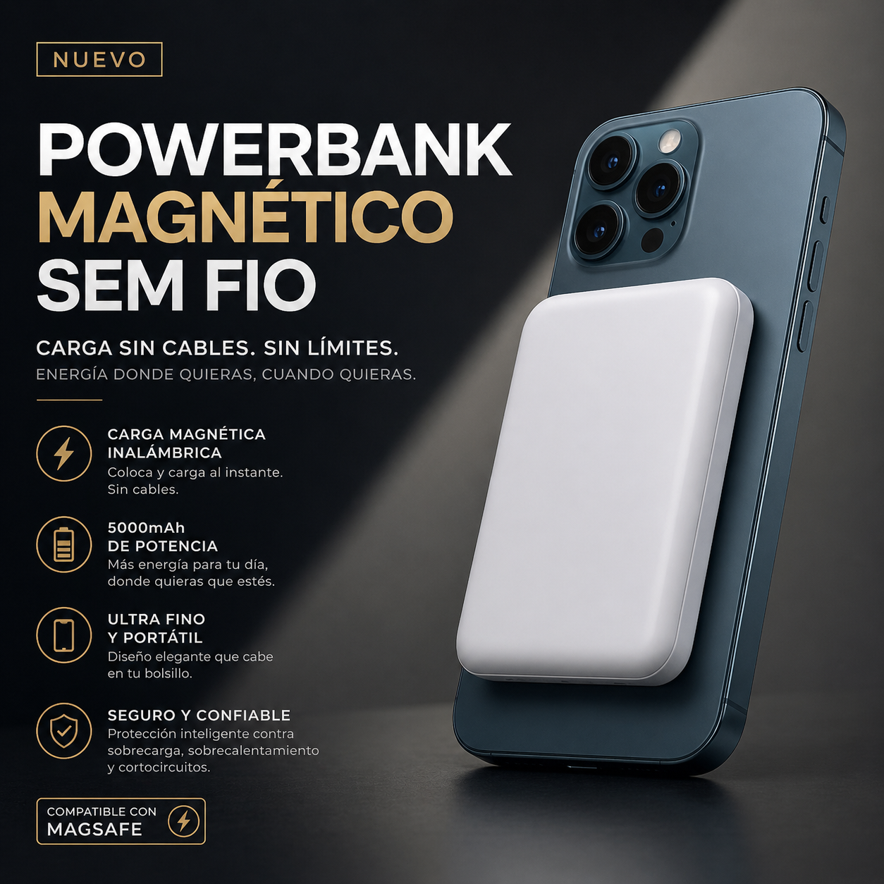 🔋POWER BANK MAGSAFE 10.000MAH – CARGA INSTANTÁNEA POR INDUCCIÓN Y USB, ¡ADIÓS A LA BATERÍA BAJA! 75% OFF HOY🔥
