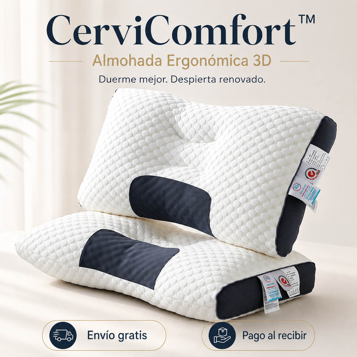 🌙 CerviComfort™ 3D — Almohada Ergonómica Cervical — Adiós a las noches incómodas ✨
