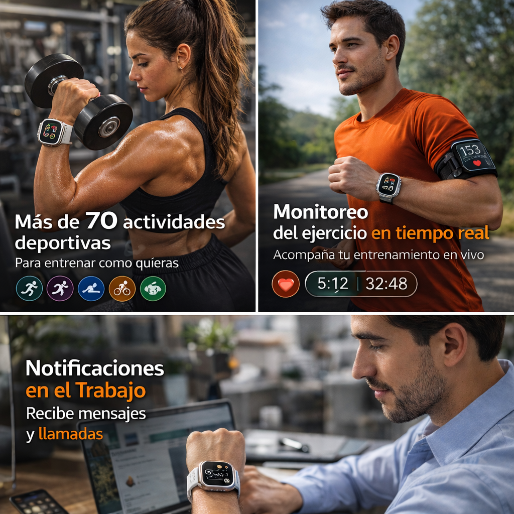 ⌚ Smartwatch Ultra Inteligente + 7 Correas + Caja + Cargador + Manual ¡Promoción Exclusiva Solo por Hoy!🔥