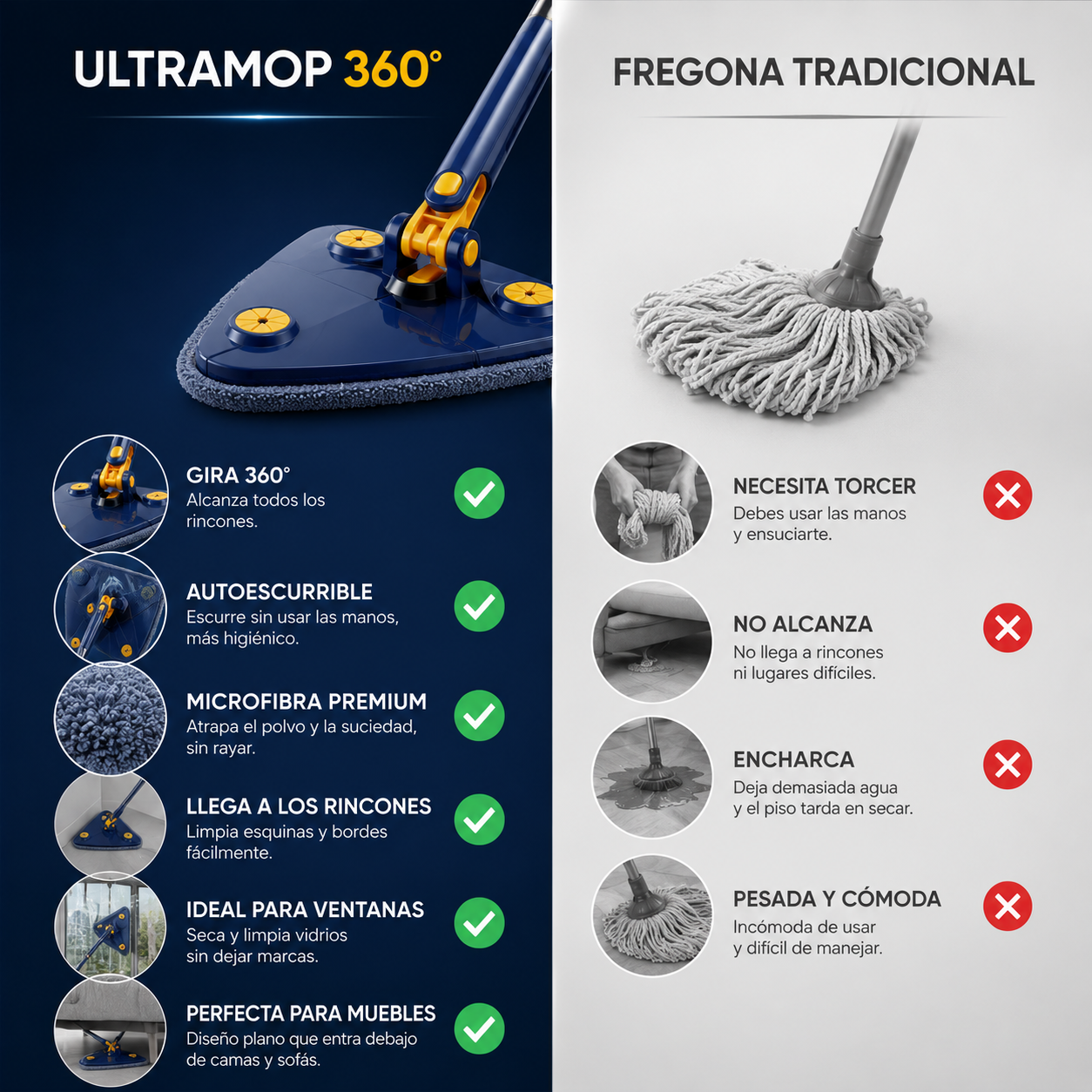 🧹UltraMop 360 Fregona con Auto-Escurrido — Envío Gratis • Pago Contra Reembolso✨