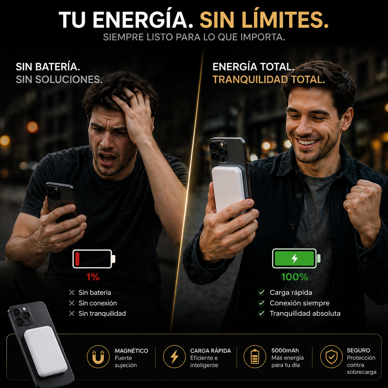 🔋POWER BANK MAGSAFE 10.000MAH – CARGA INSTANTÁNEA POR INDUCCIÓN Y USB, ¡ADIÓS A LA BATERÍA BAJA! 75% OFF HOY🔥
