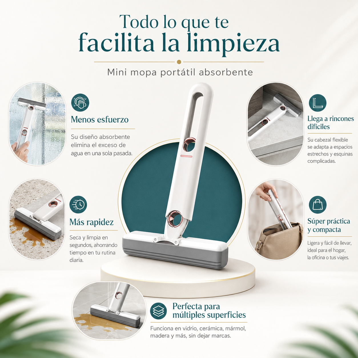 🧽Mini Mop Pro Portátil – limpia, seca y recoge en una pasada + regalo exclusivo🎁