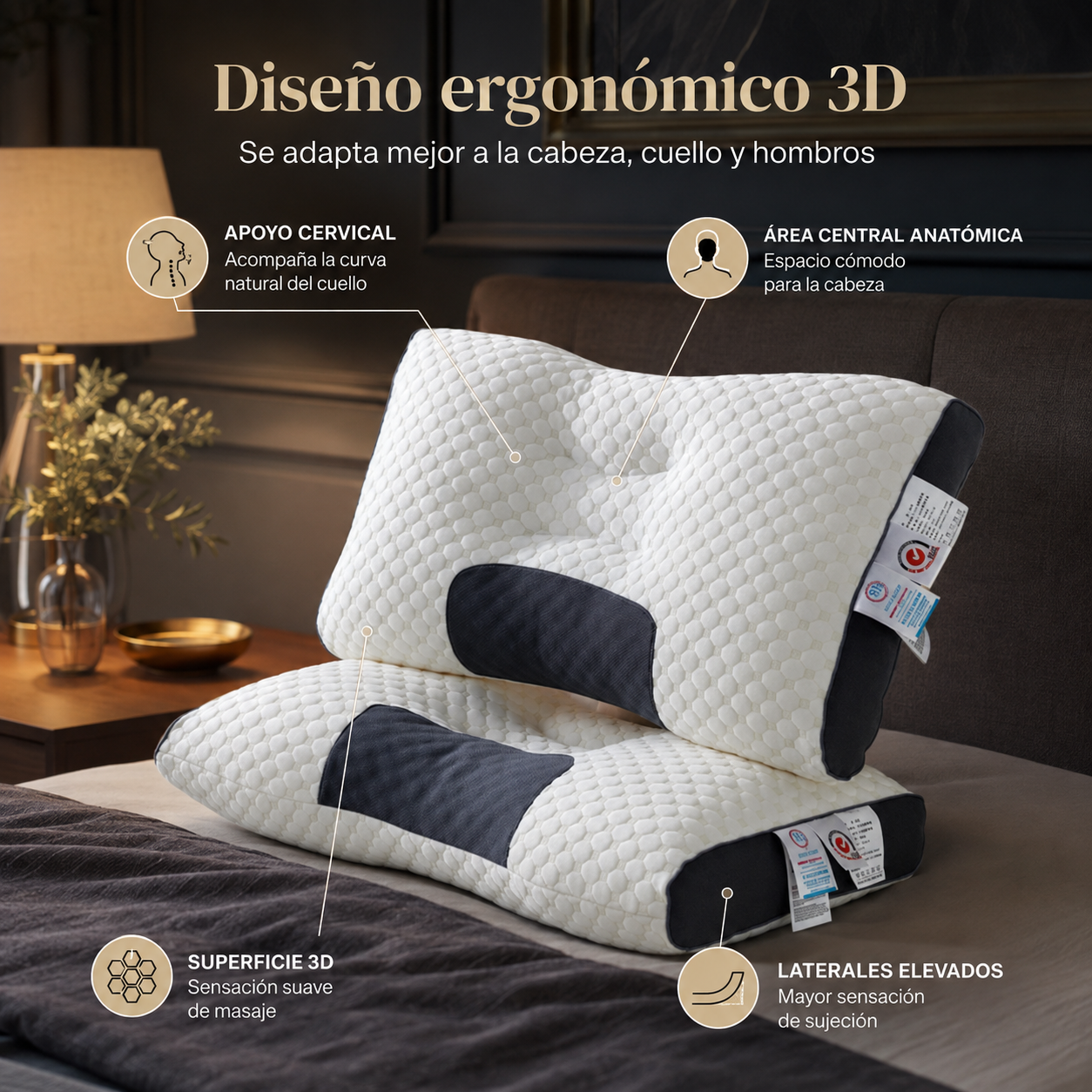 🌙 CerviComfort™ 3D — Almohada Ergonómica Cervical — Adiós a las noches incómodas ✨