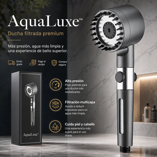 🚿AquaLuxe™ - Ducha filtrada premium - Más presión y agua más limpia desde hoy✨