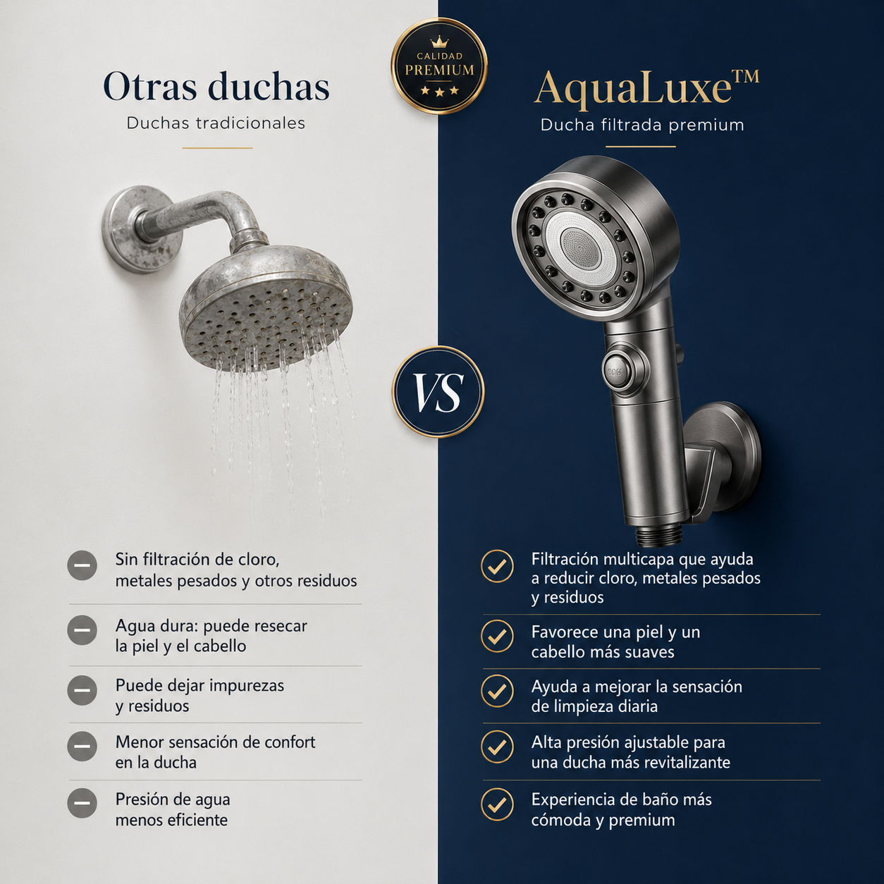 🚿AquaLuxe™ - Ducha filtrada premium - Más presión y agua más limpia desde hoy✨