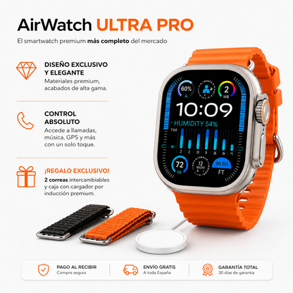 ⌚ SmartWatch ULTRA PRO con 2 correas incluidas + caja y cargador por inducción premium + REGALO EXCLUSIVO 🔥