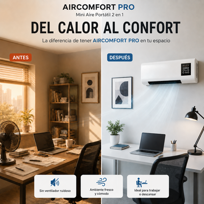 ❄️ AIRCOMFORT PRO -Mine aire Portátil 2 en 1 · Refresca tu cuarto en 60s sin disparar la luz🔥