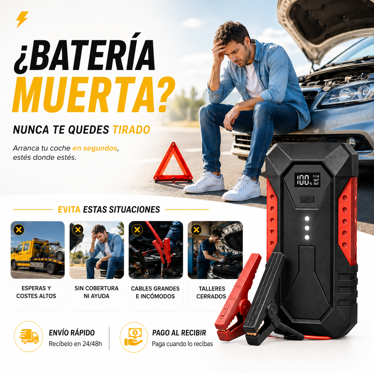 ⚡ENERGYMAX – ARRANCADOR PORTÁTIL 3 EN 1 ¡NO DEPENDAS DE NADIE MÁS!