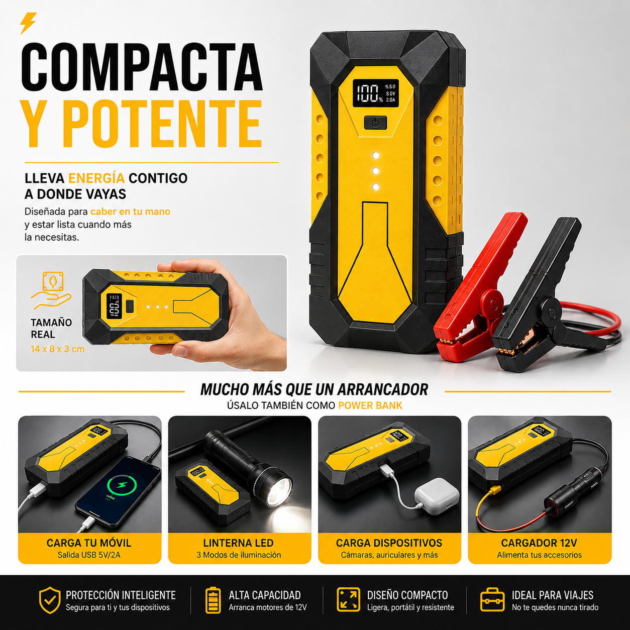 ⚡ENERGYMAX – ARRANCADOR PORTÁTIL 3 EN 1 ¡NO DEPENDAS DE NADIE MÁS!