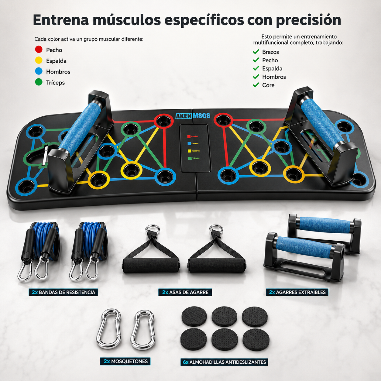 🏋️IronBody Tabla Multifunción 7 en 1 + Kit Completo de Agarres y Correas — Resultados de gimnasio en casa