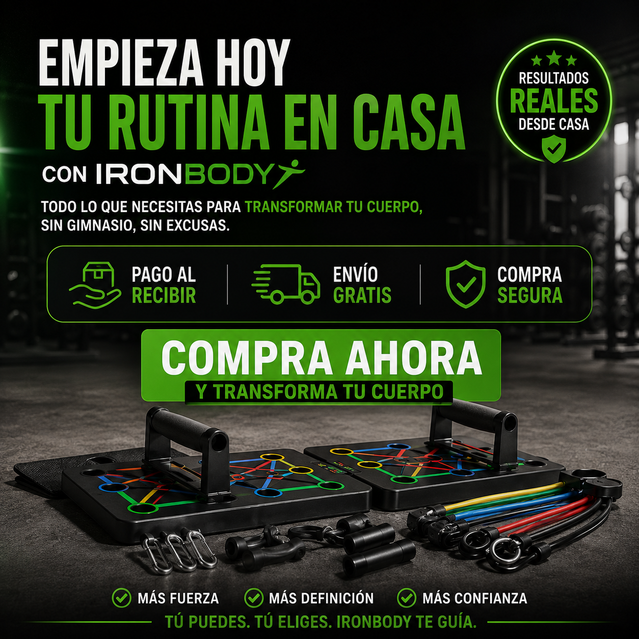 🏋️IronBody Tabla Multifunción 7 en 1 + Kit Completo de Agarres y Correas — Resultados de gimnasio en casa