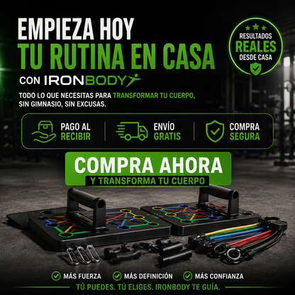 🏋️IronBody Tabla Multifunción 7 en 1 + Kit Completo de Agarres y Correas — Resultados de gimnasio en casa