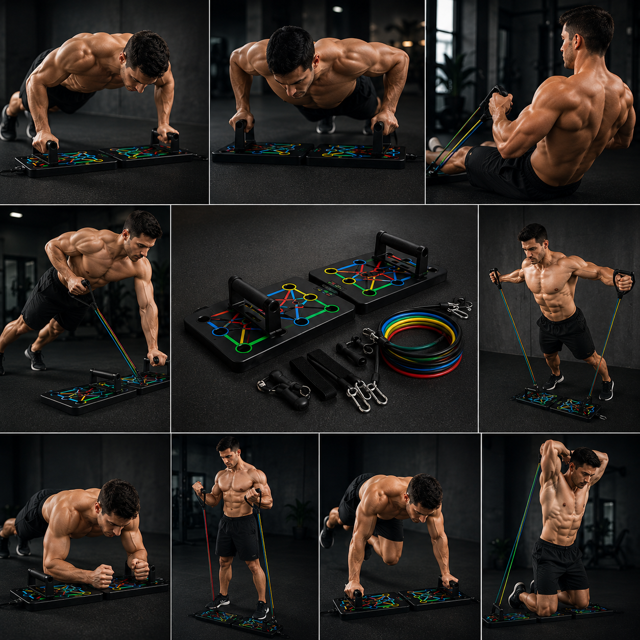 🏋️IronBody Tabla Multifunción 7 en 1 + Kit Completo de Agarres y Correas — Resultados de gimnasio en casa