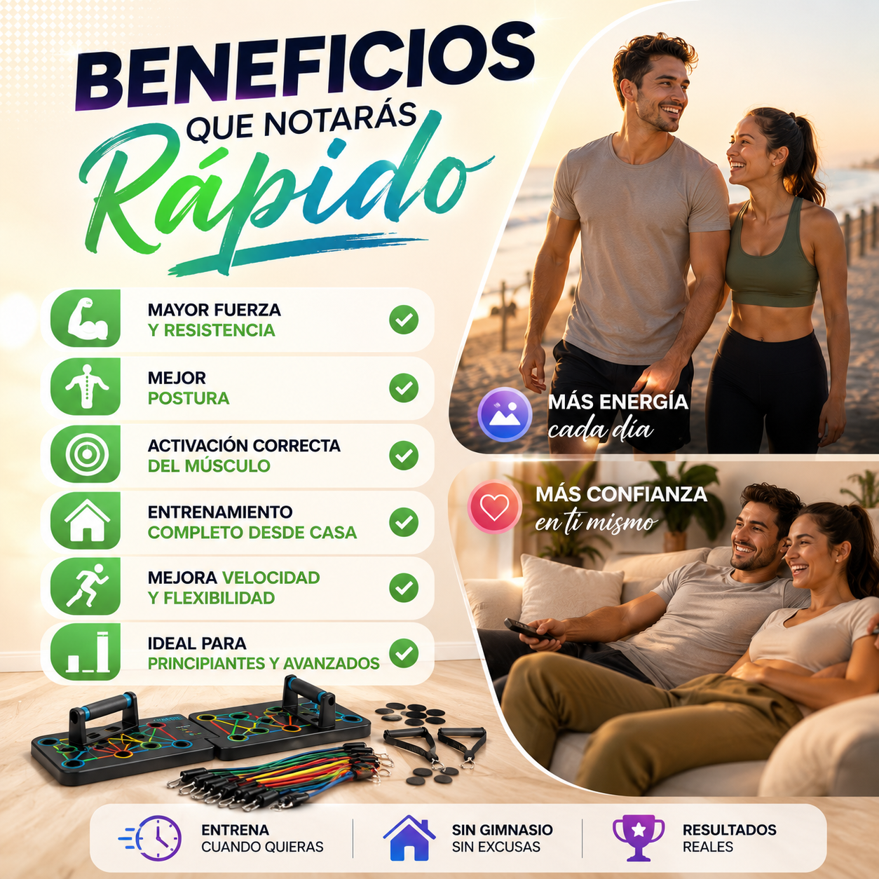 🏋️IronBody Tabla Multifunción 7 en 1 + Kit Completo de Agarres y Correas — Resultados de gimnasio en casa
