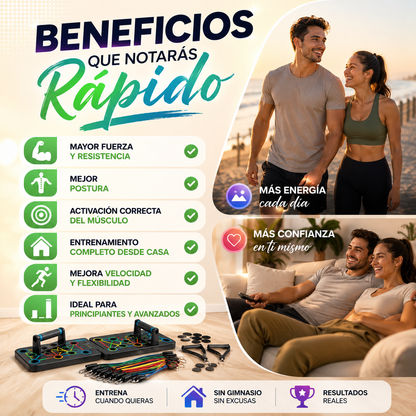 🏋️IronBody Tabla Multifunción 7 en 1 + Kit Completo de Agarres y Correas — Resultados de gimnasio en casa