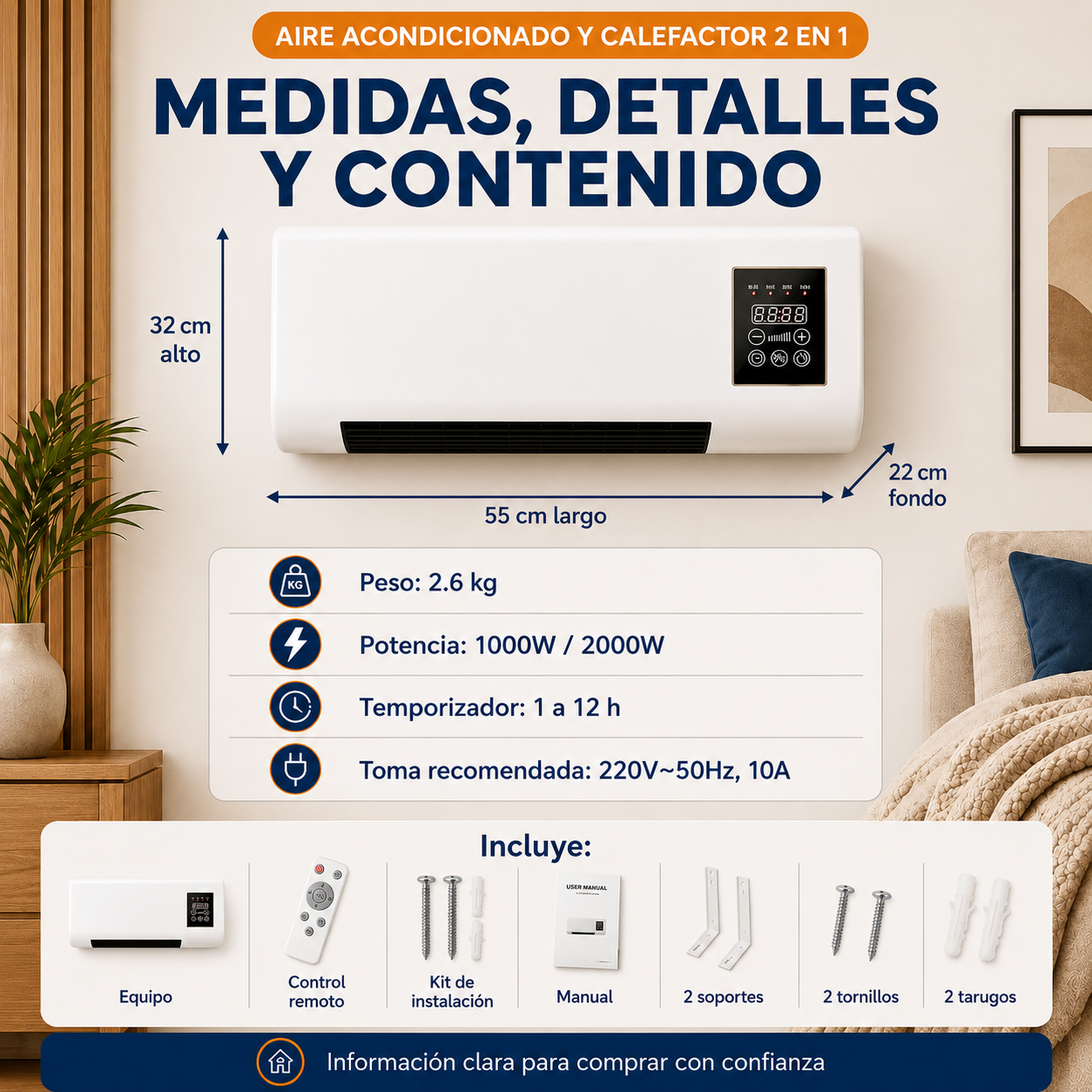 ❄️ AIRCOMFORT PRO -Mine aire Portátil 2 en 1 · Refresca tu cuarto en 60s sin disparar la luz🔥