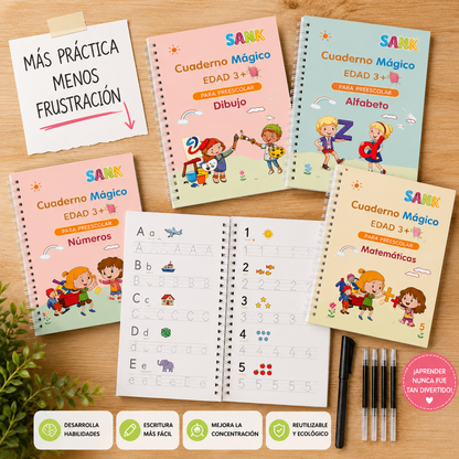 📚 CUADERNO MÁGICO MONTESSORI – Caligrafía reutilizable, ¡aprende a escribir jugando y sin pantallas!✨