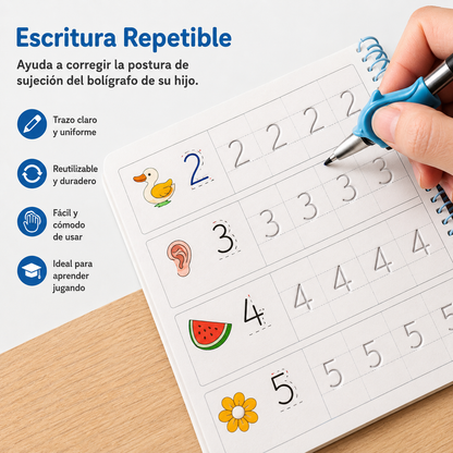 📚 CUADERNO MÁGICO MONTESSORI – Caligrafía reutilizable, ¡aprende a escribir jugando y sin pantallas!✨