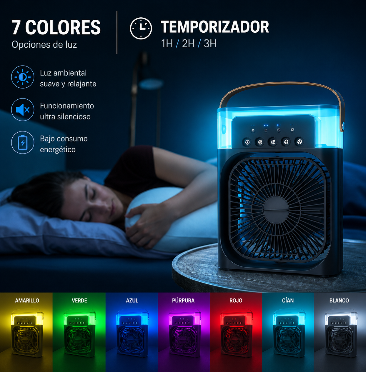 Ventilador humidificador de nebulización blanco