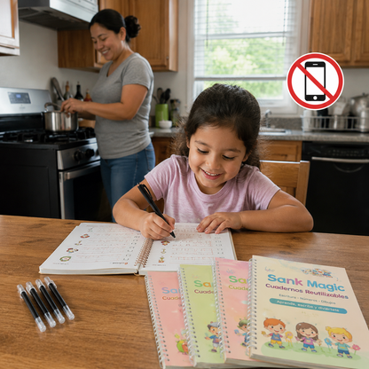 📚 CUADERNO MÁGICO MONTESSORI – Caligrafía reutilizable, ¡aprende a escribir jugando y sin pantallas!✨